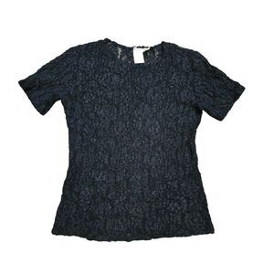 Vtg Victorias Secret Lace Top Womens M Black Whimsigoth Witchy Sheer Mesh Floral